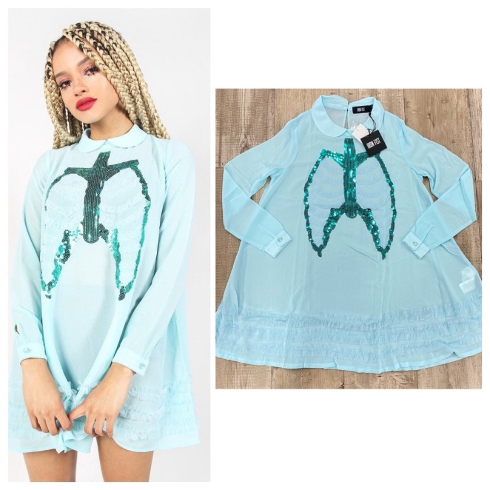 IRON FIST DEAD MERMAID WALKING BABY BLUE SLIP DRESS NEW WITH TAGS!